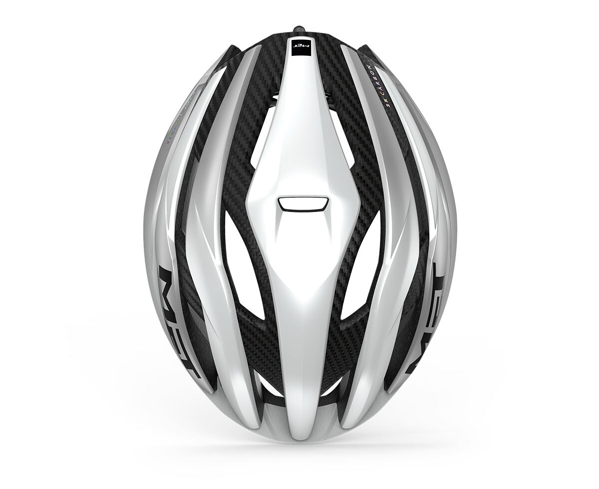MET Trenta 3K Carbon MIPS Race Fietshelm Wit/Zilver/Metallic