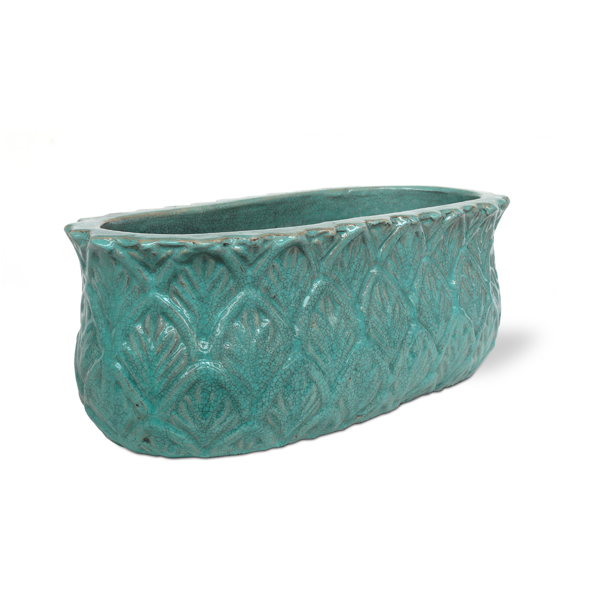Pflanztopf 'Paloma' oval, türkis, T 60 cm, B 26 cm, H 25 cm günstig bestellen