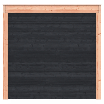 Tuinhuis met overkapping Douglas hout Zweeds rabat onbehandeld zwart 495 x 255 cm