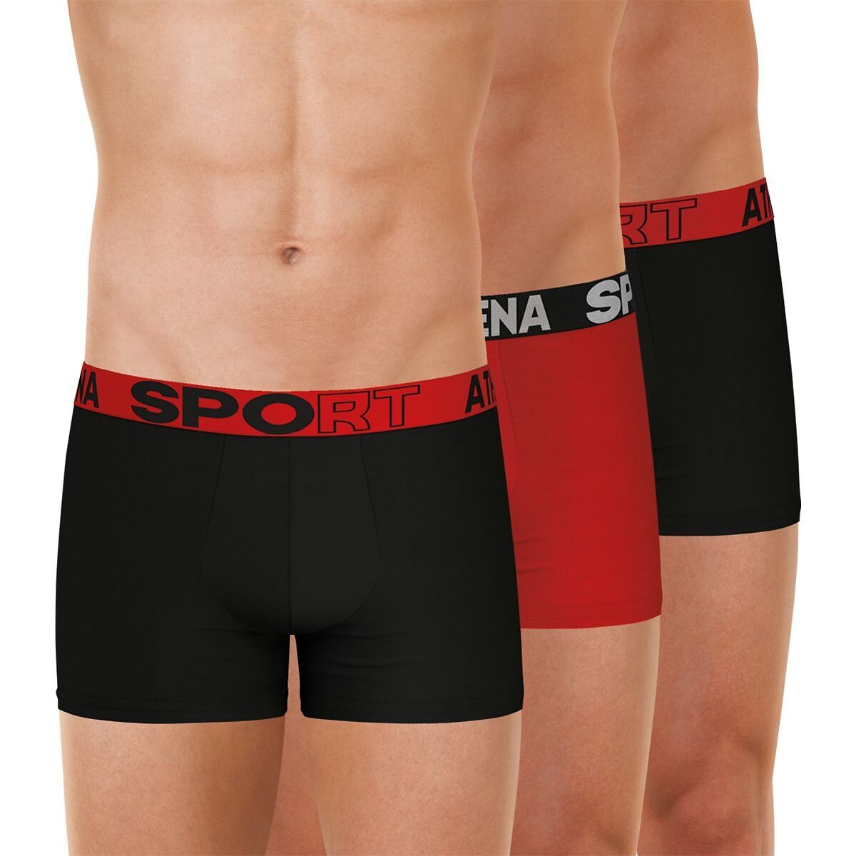 ATHENA<br>Conjunto de 3 cuecas boxer lisas de microfibra