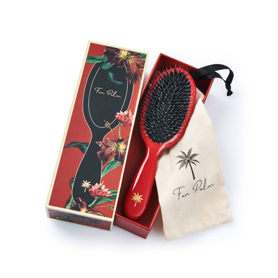 Fan Palm Hair Brush Red Poppy Medium