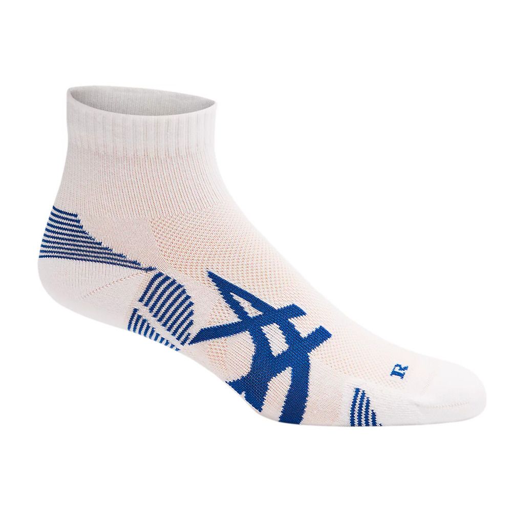Asics CUSHION RUN QUARTER - Chaussettes x2 brilliant white/asics blue