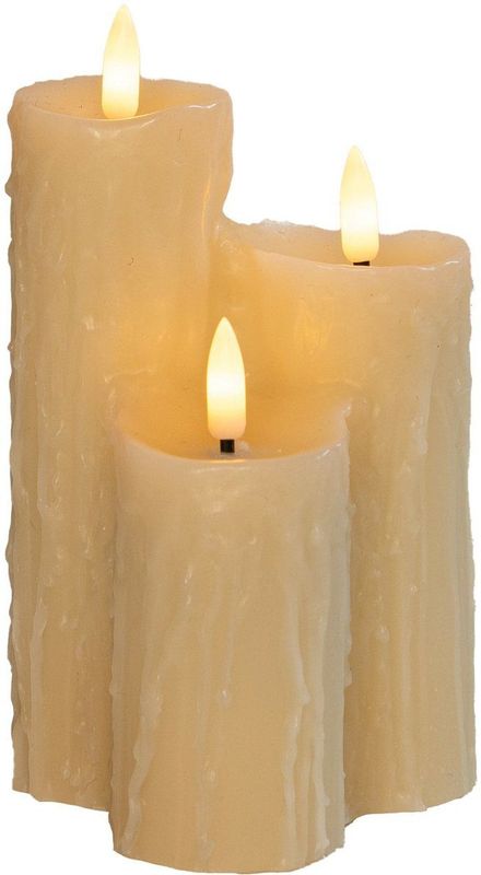 Anna's Collection - LED Wax Druipkaarsen Set - Ivoor - 3-delig - 16.5x11cm - Met Timer