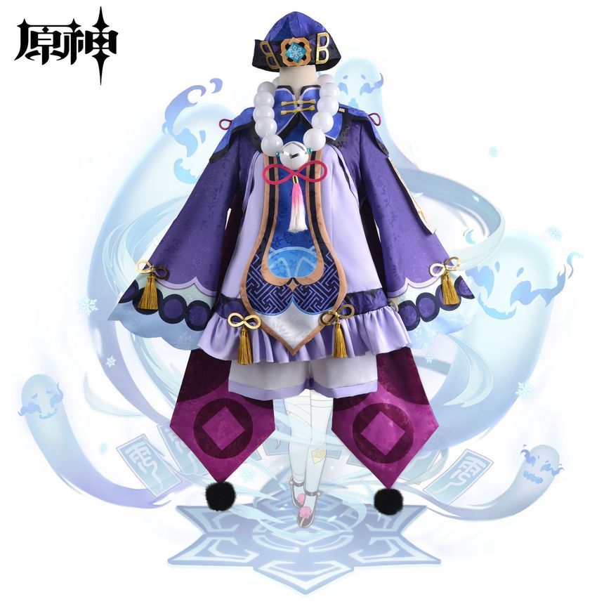 Custaplayu - Genshin Impact Qiqi Cosplay Kostuumset / Pruik