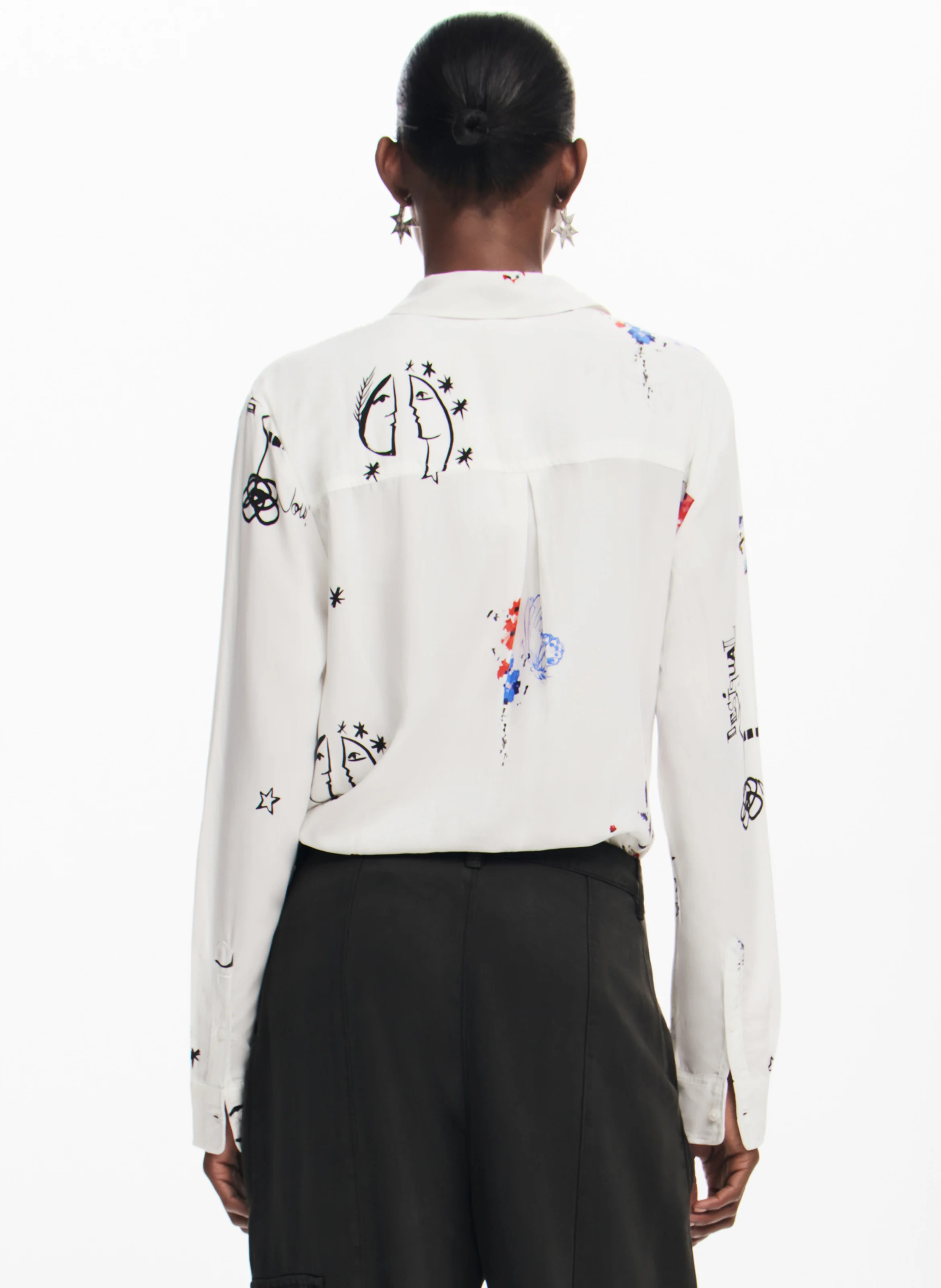Chemise col classique imprimée| Blanc