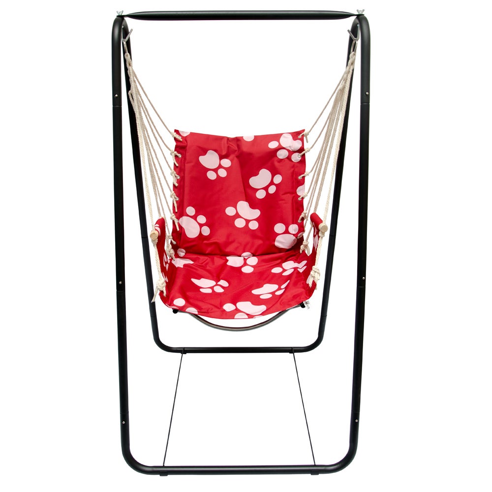 Hangstoel/relaxstoel in de kleur rood met een frame van 160 cm, belastbaar tot 100 kg