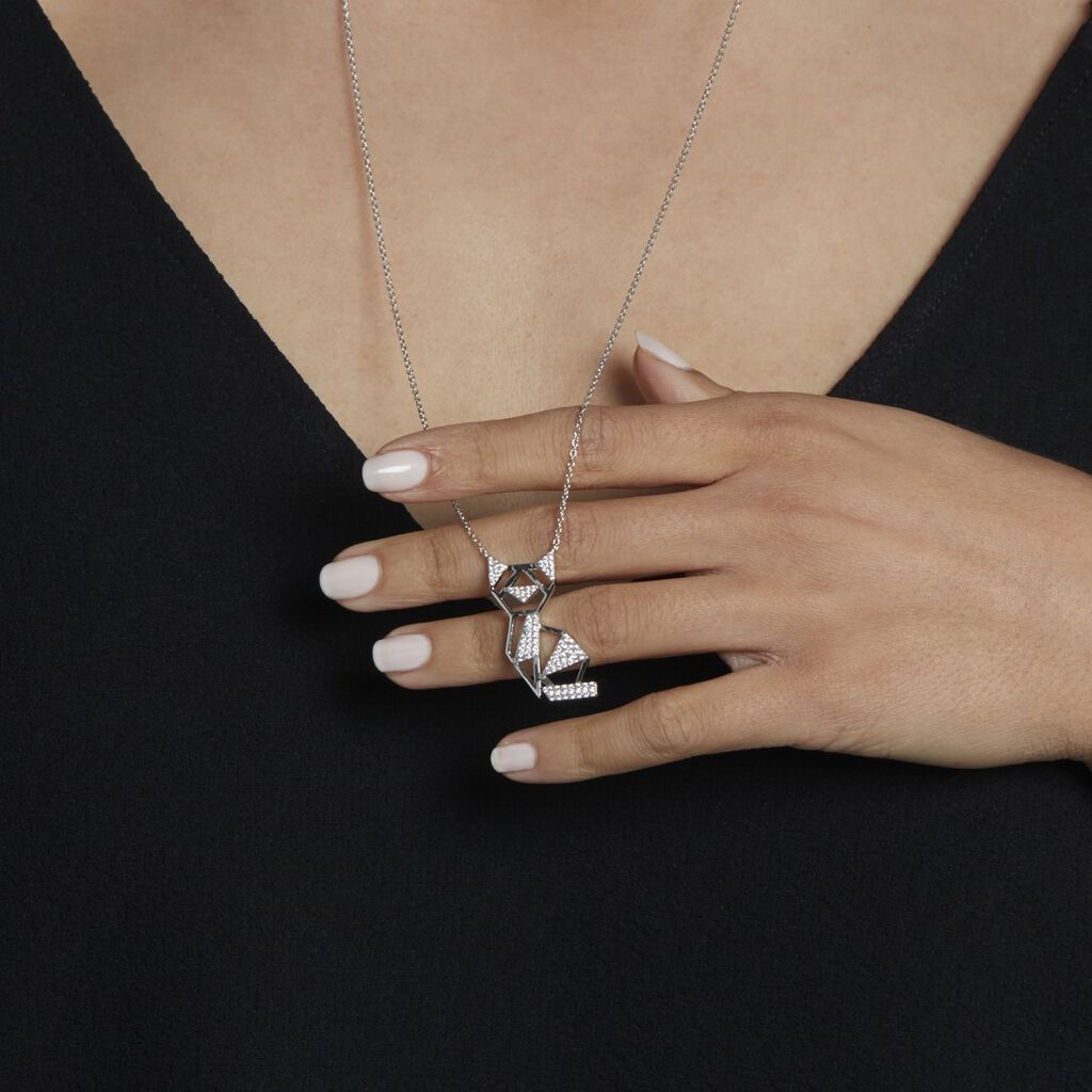 Collier Sautoir Junien Argent Blanc Oxyde De Zirconium