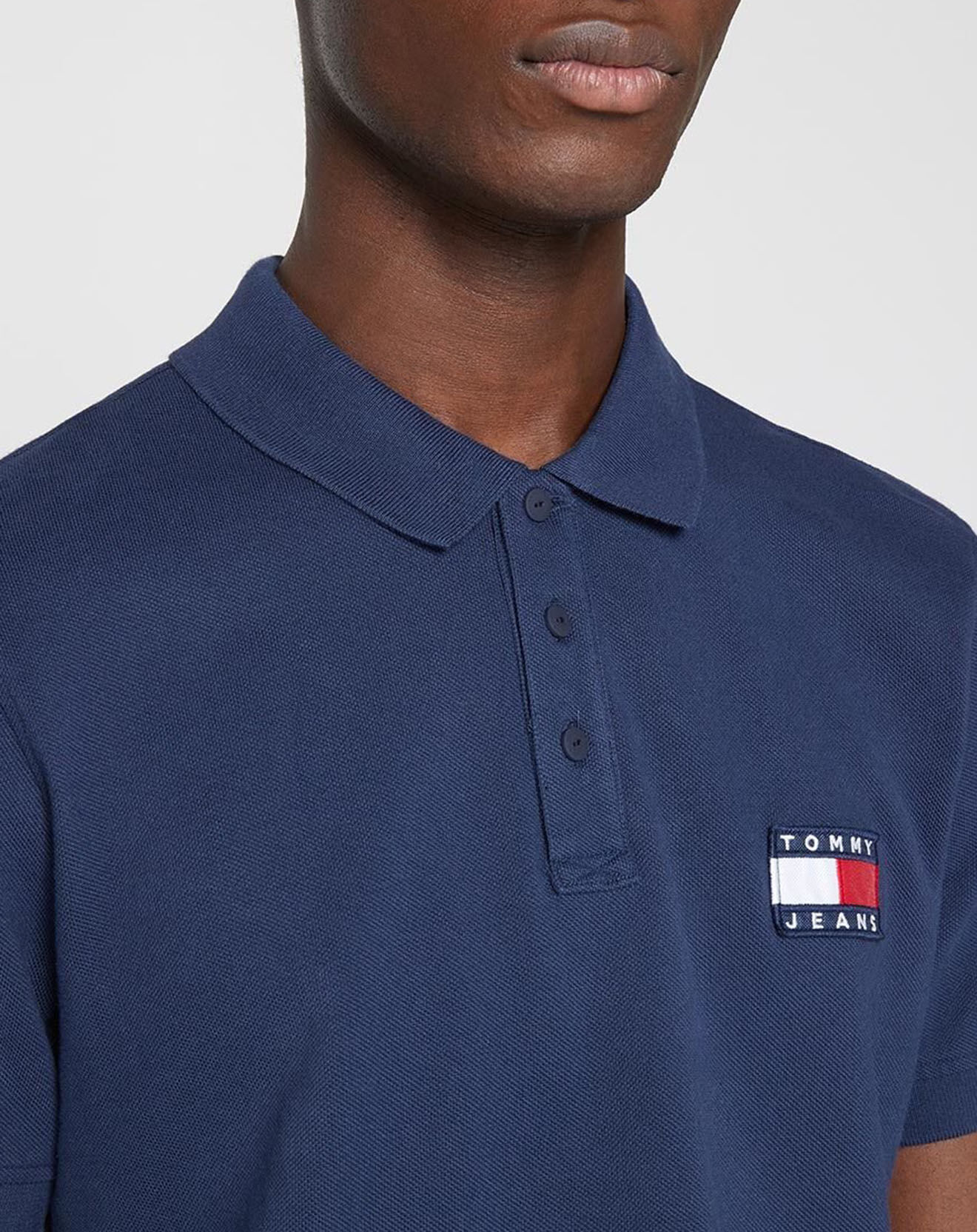 Tommy Jeans Polo 100% Coton Bio Badge bleu marine