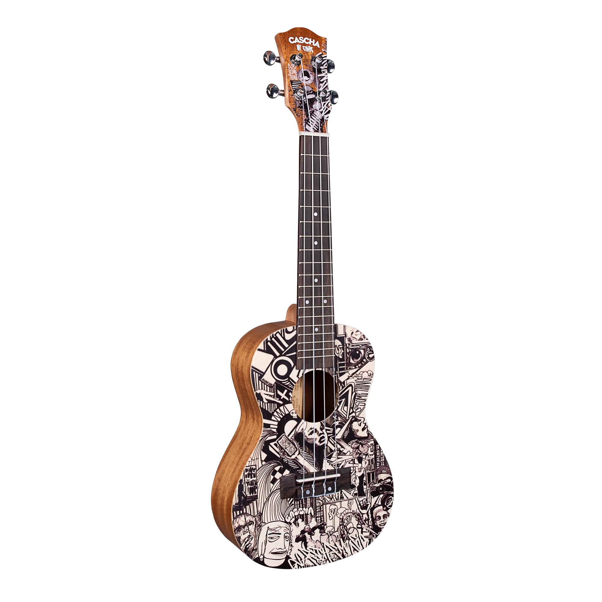 Cascha HH 2605 Art Series Sketch concert ukelele massief spar bovenblad met gigbag