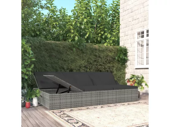 Transat convertible avec coussin Résine tressée Gris foncé