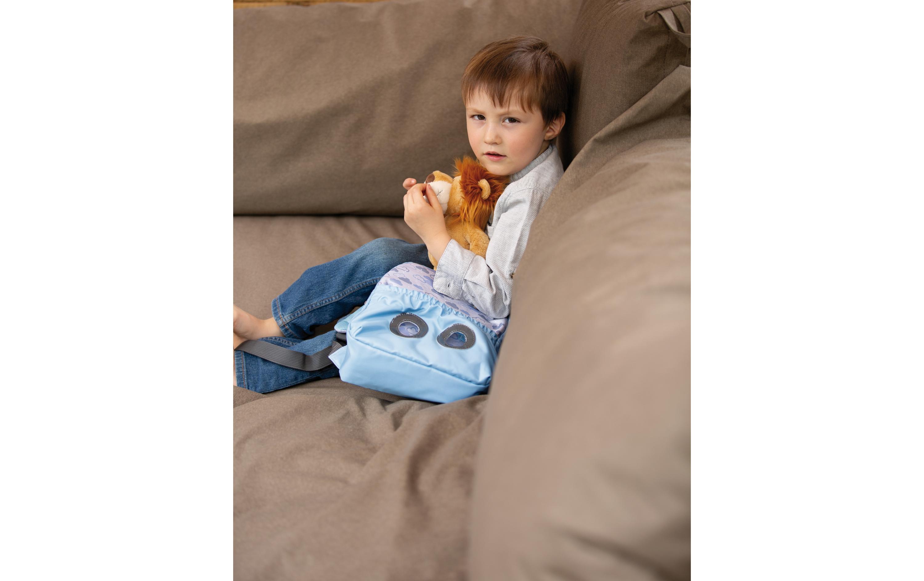 Rucksack hellblau mit LöweKindergartenrucksack mit flauschigem Plüsch