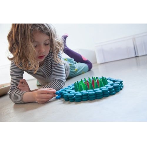 Grapat houten schijfjes - blauw (36st)
