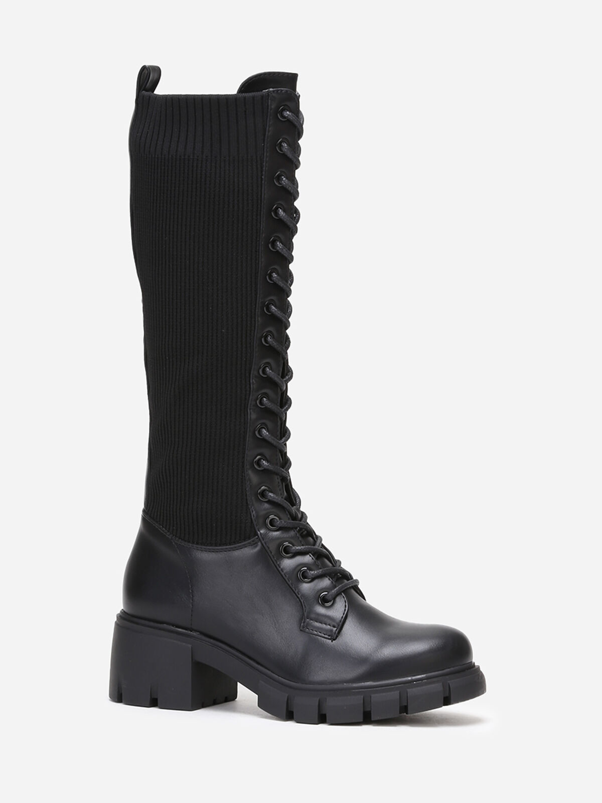 Bottes rangers crantées bi-matières- Noir