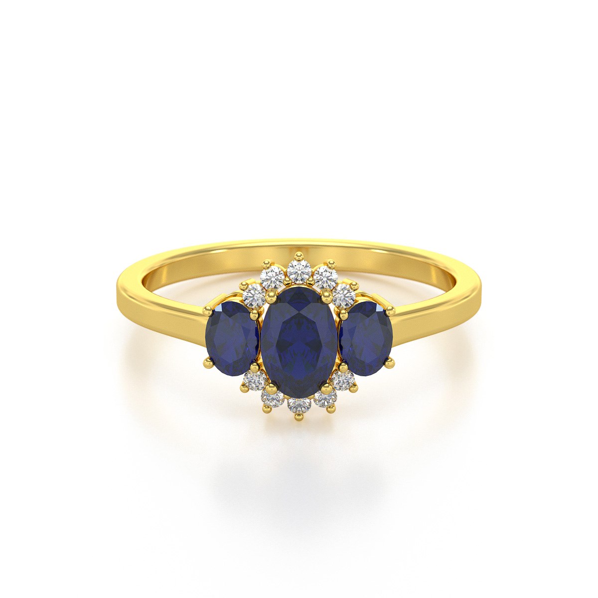 Bague ADEN Or 585 Jaune Saphir et diamants 1.358grs