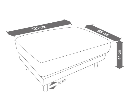 3-Sitzer-Sofa mit Hocker, hellgrau