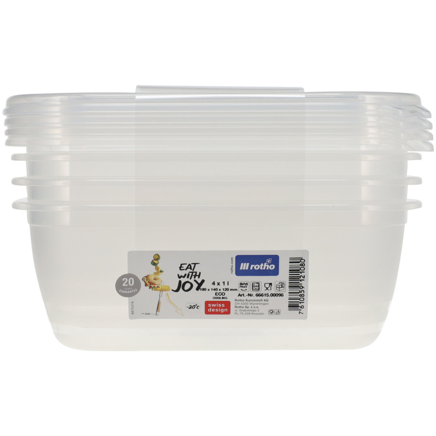 Rotho Set Kühlschrankdosen 4 x 1 l ECO