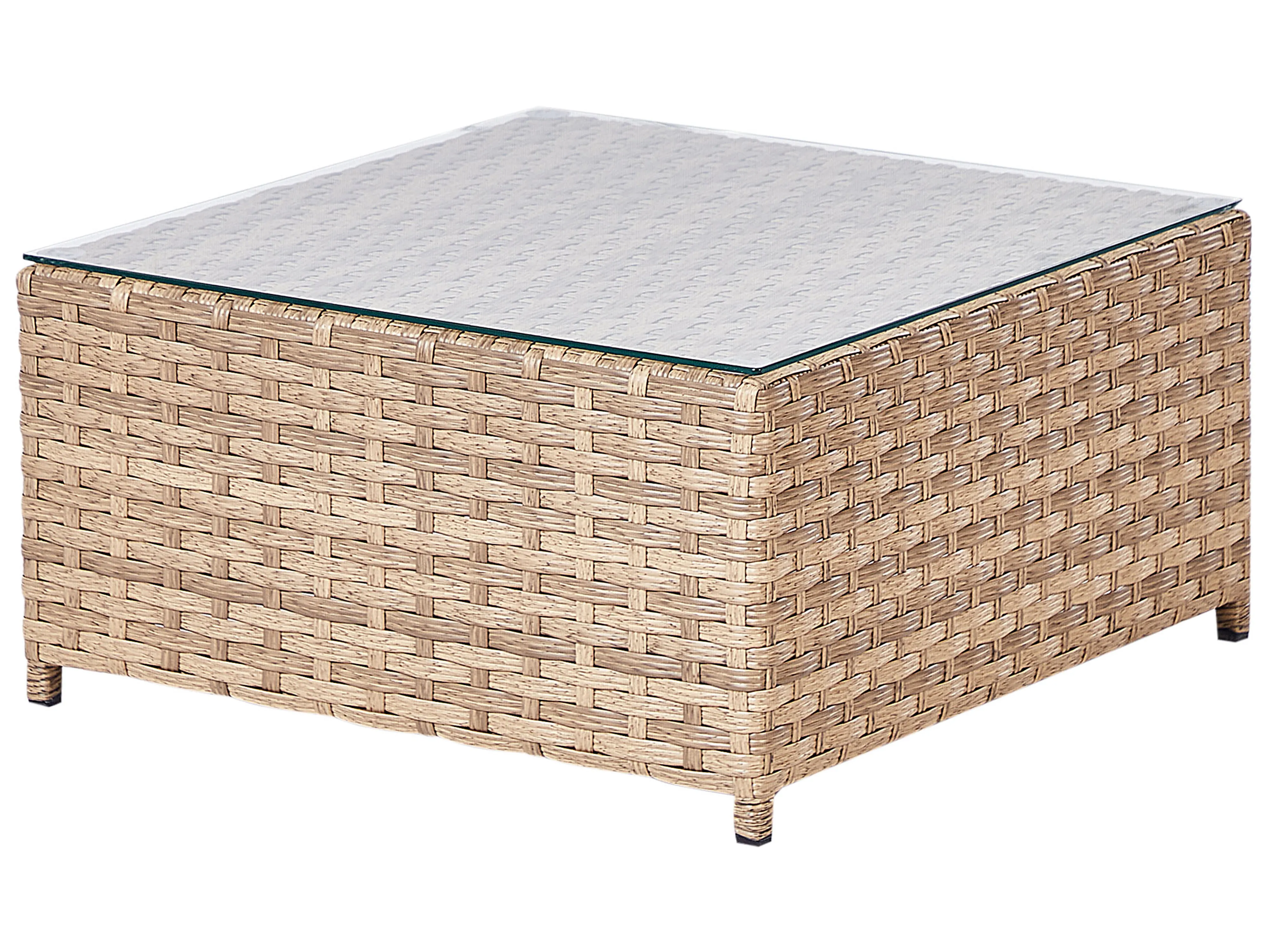 Tuin hoekloungeset met tafel 4-zits AVOLA linkszijdig PE rotan Gebroken wit