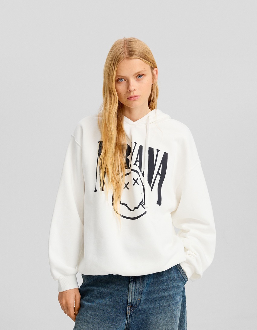 Moletom com capuz estampado do Nirvana