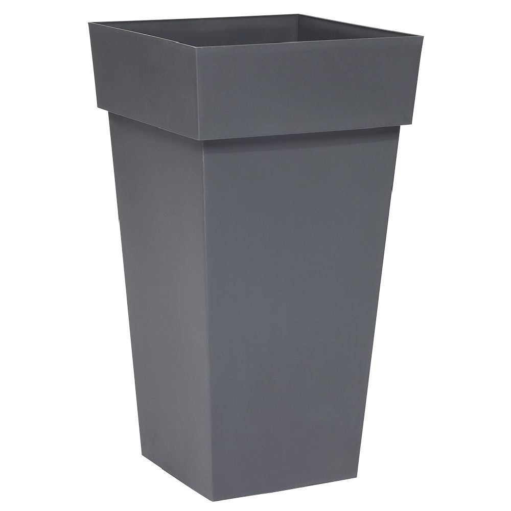 Pot carré Toscane plastique gris anthracite XXL 50L 43,3x43,3xH80cm