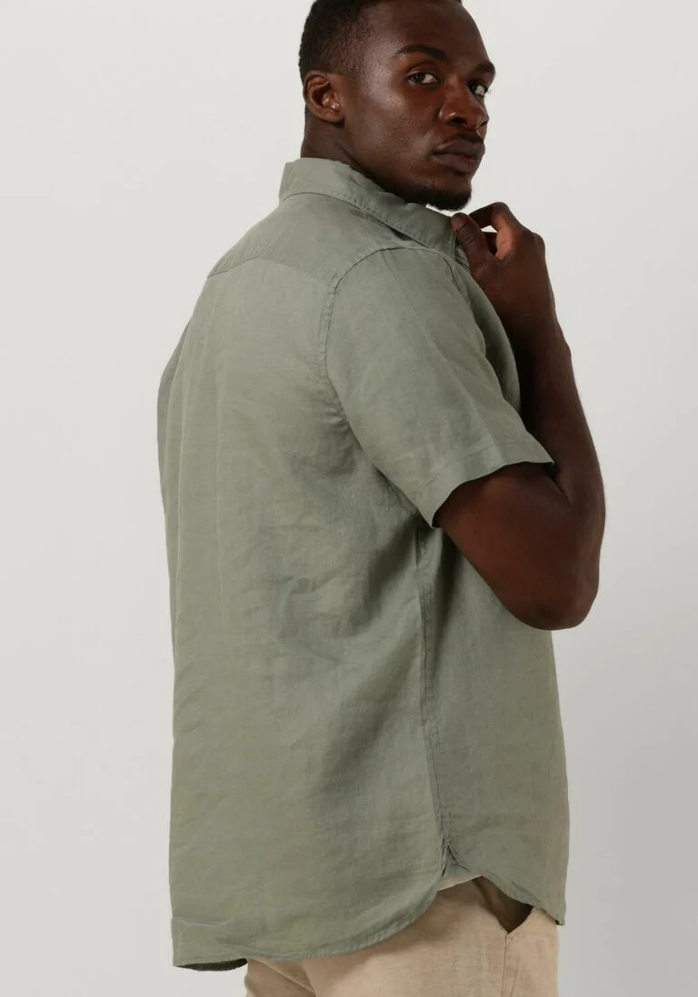 SCOTCH & SODA donkergroene scotch & soda casual overhemd short sleeve linen shirt