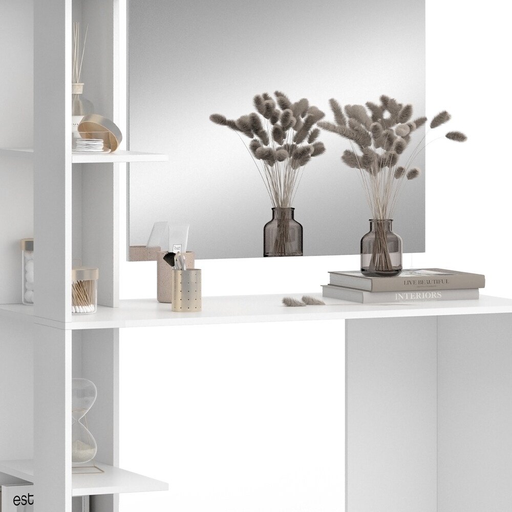 Vicco Schminktisch Tower Weiß 122 x 55 cm mit Spiegel