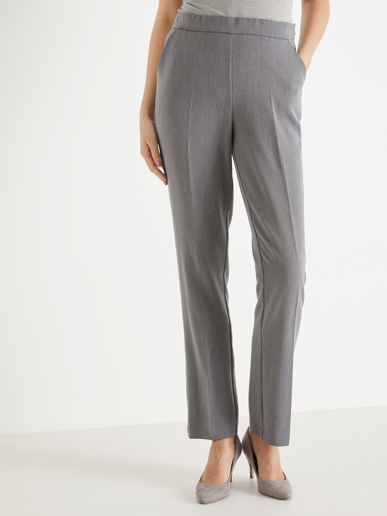 Pantalon droit effet ventre plat
