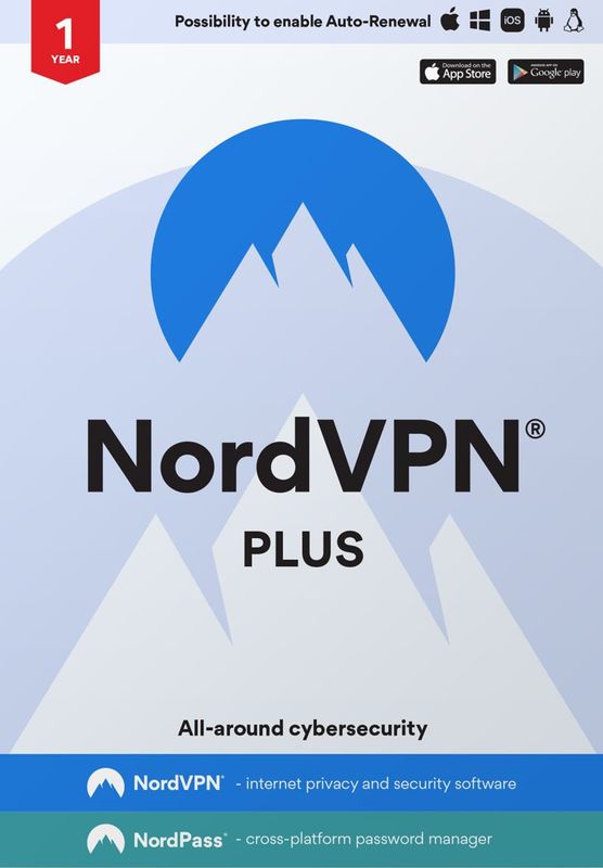 NordVPN Plus - 1 Jaar - 10 Apparaten - Met NordPass - Antivirus