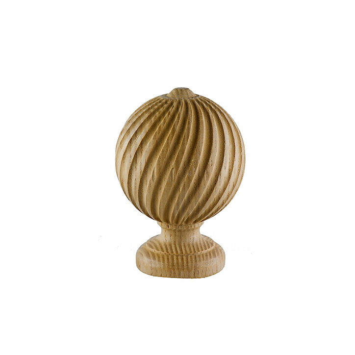 Embout boule striée pour barre à rideau GoodHome 28 mm Symi naturel