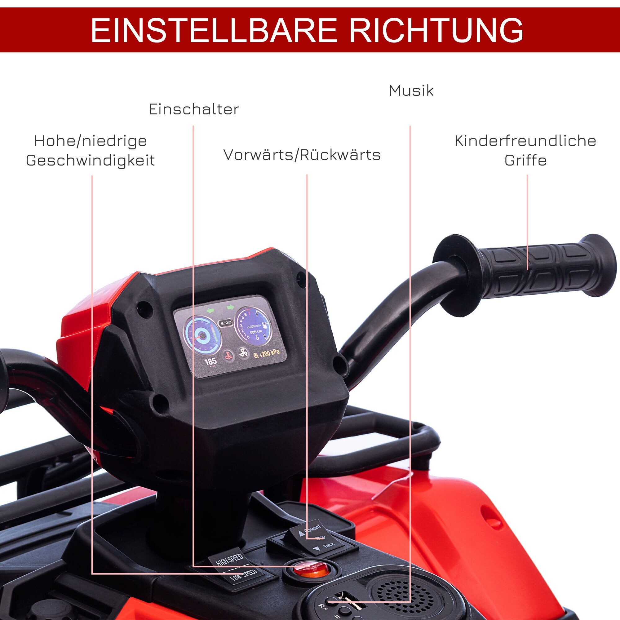 HOMCOM Kinderquad mit Soundeffekte 88L x 45B x 50H cm