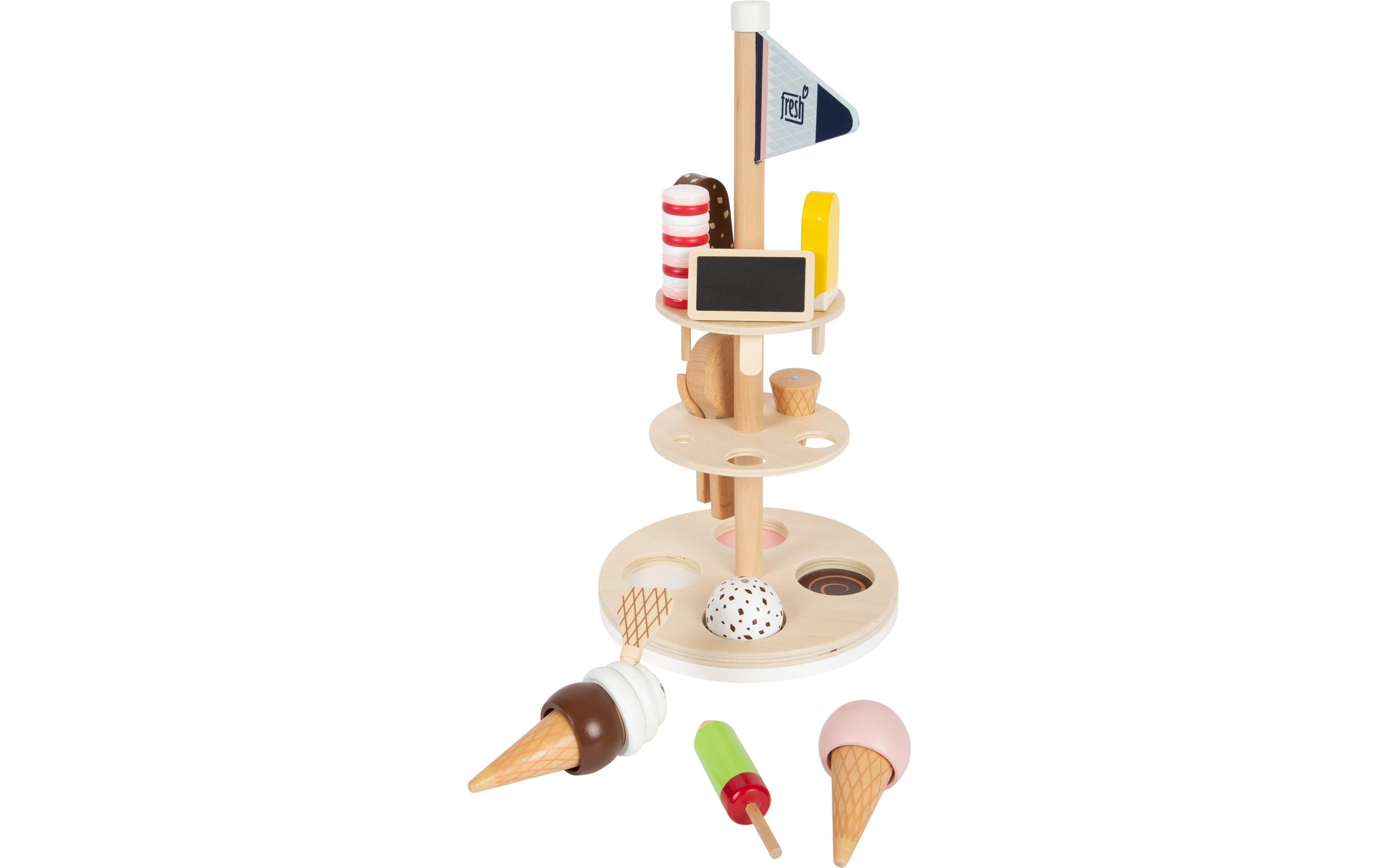 Eisständer freshHolz-Eisstand mit Eiswaffeln, Kugeln und Stieleis für Rollenspiele