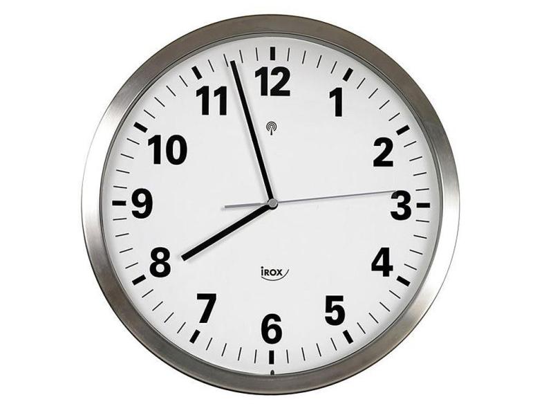 iROX Funk-Wanduhr Luna 5-2 Ø 298 mm Silber Analoge Funkuhr