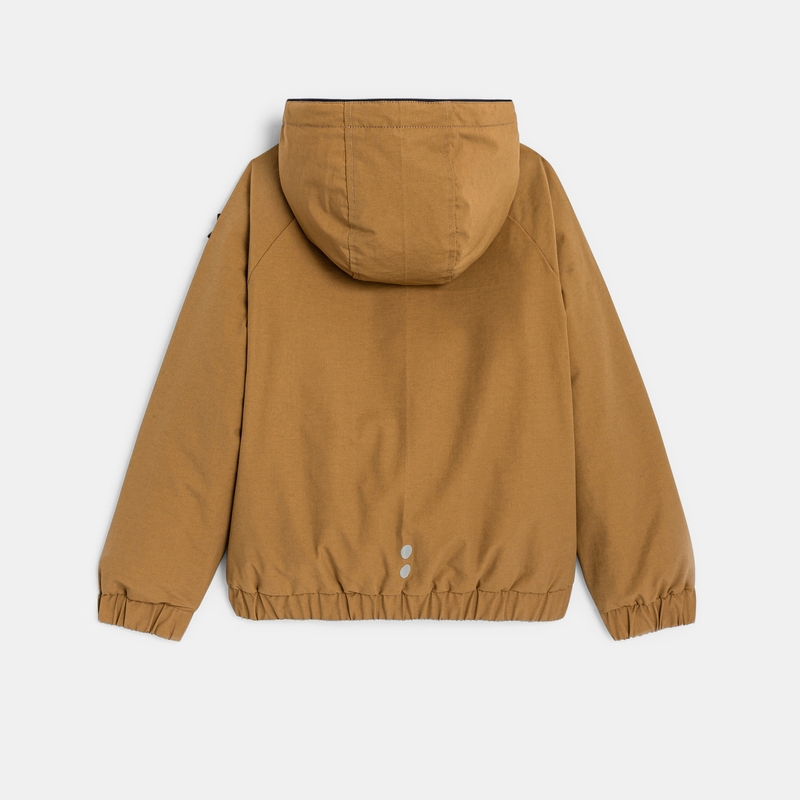 Blouson doublé à capuche marron garçon