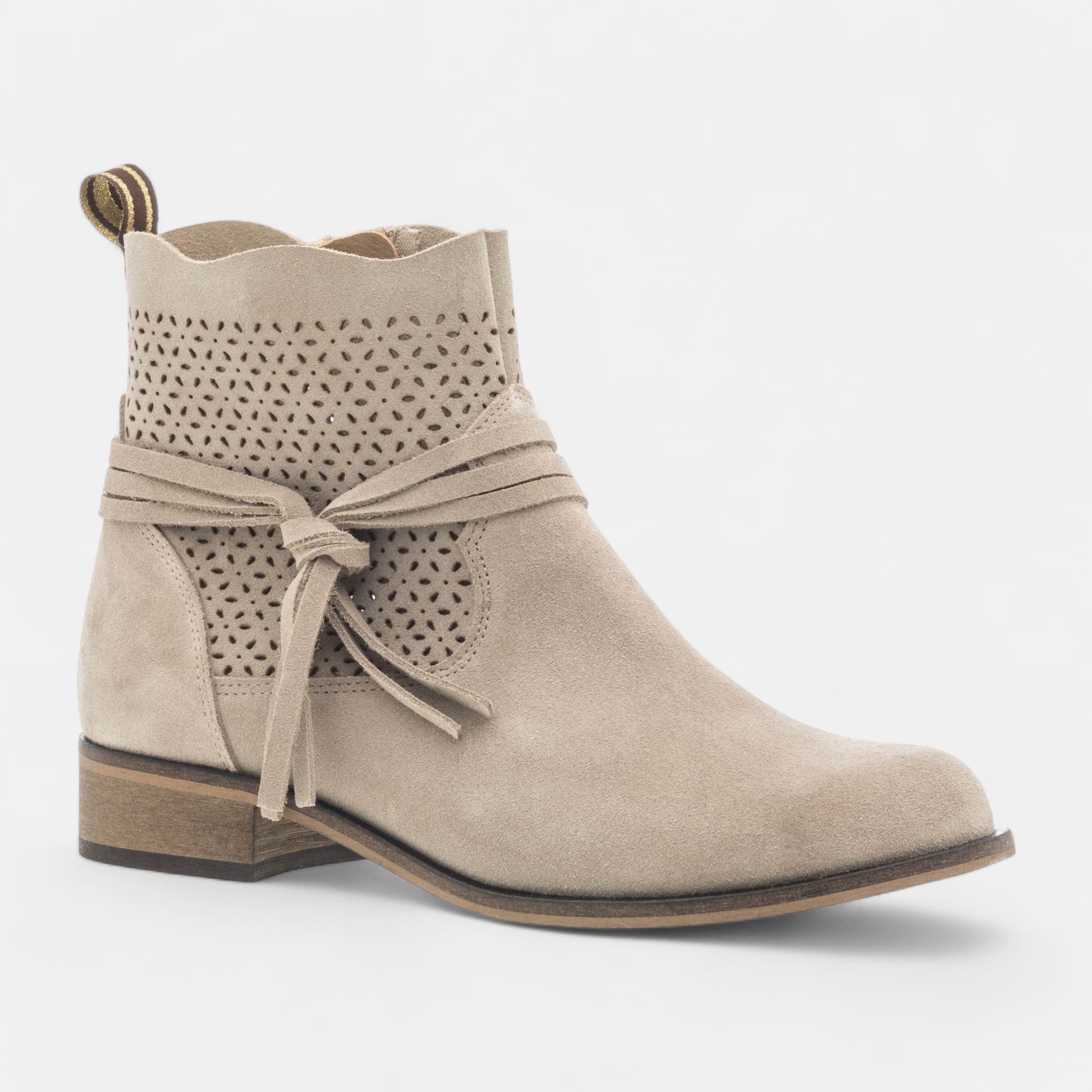 Boots Femme en cuir beige