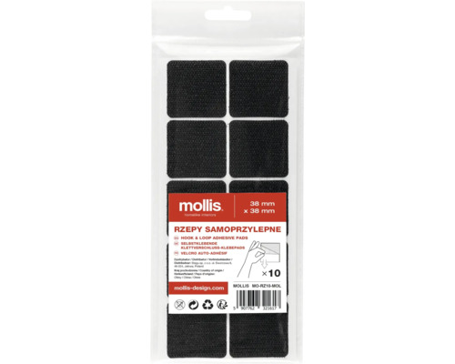 Zelfklevende pads met klittenband voor wandkussens, 10 stuks