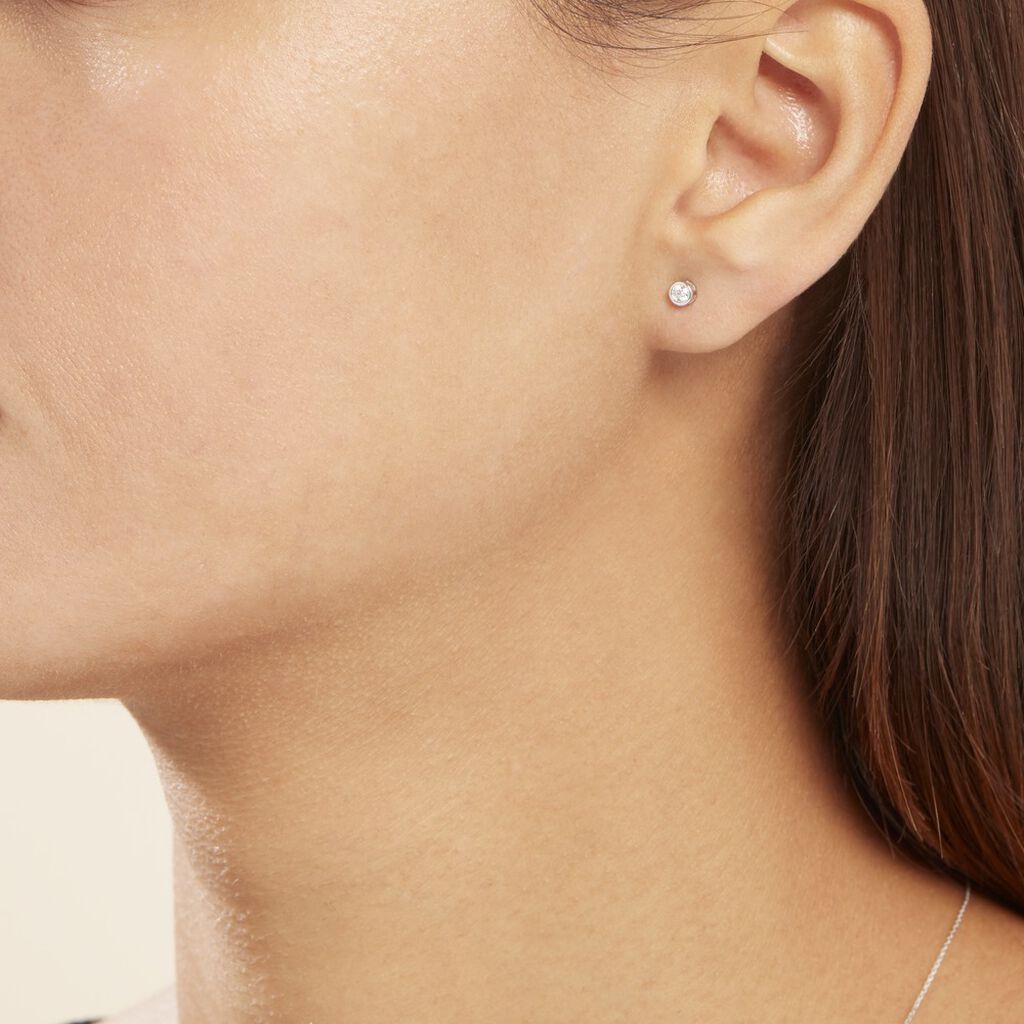 Boucles D'oreilles Puces Or Blanc Agota Diamants