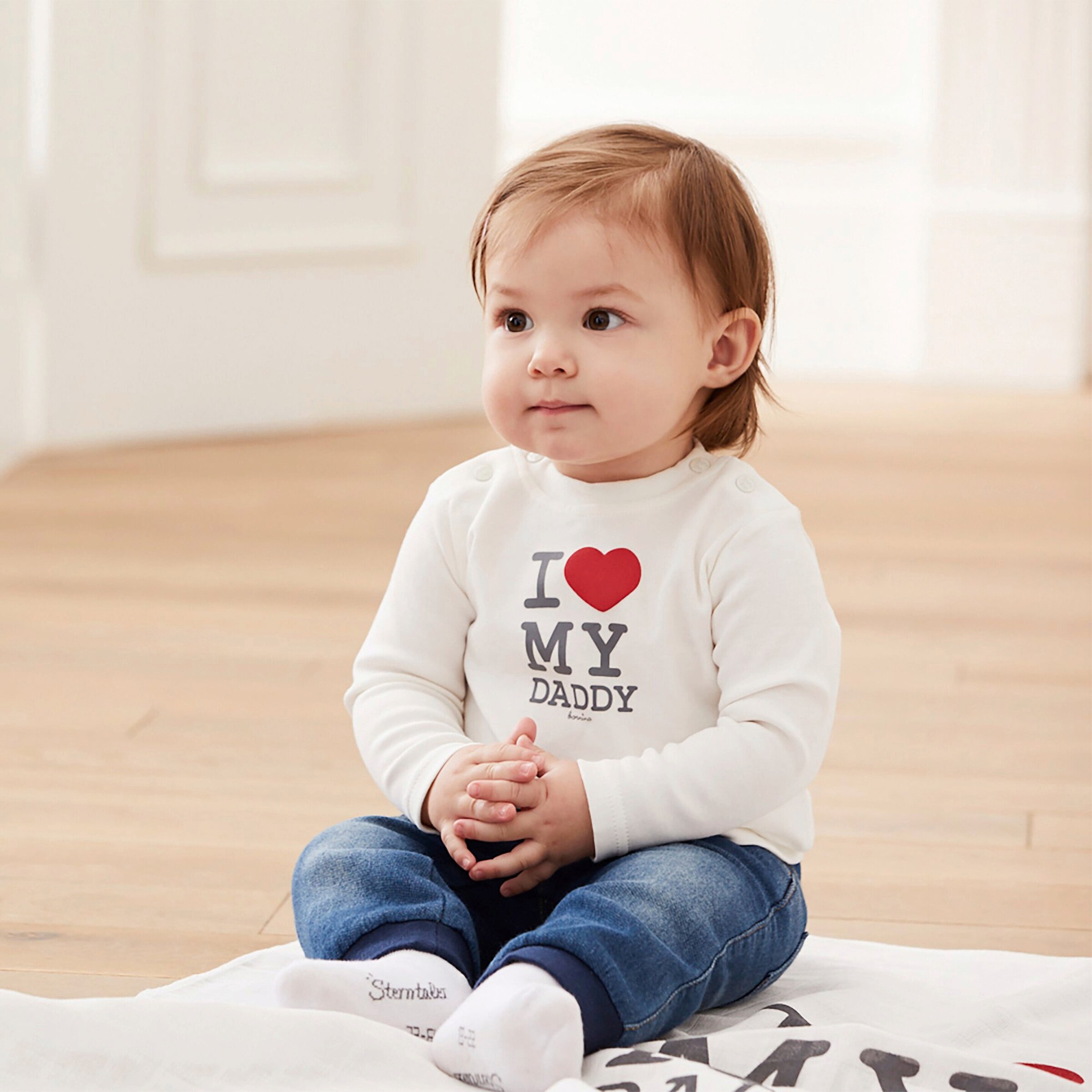 Bornino - Lieblinge Shirt langarm Love wollweiß Daddy