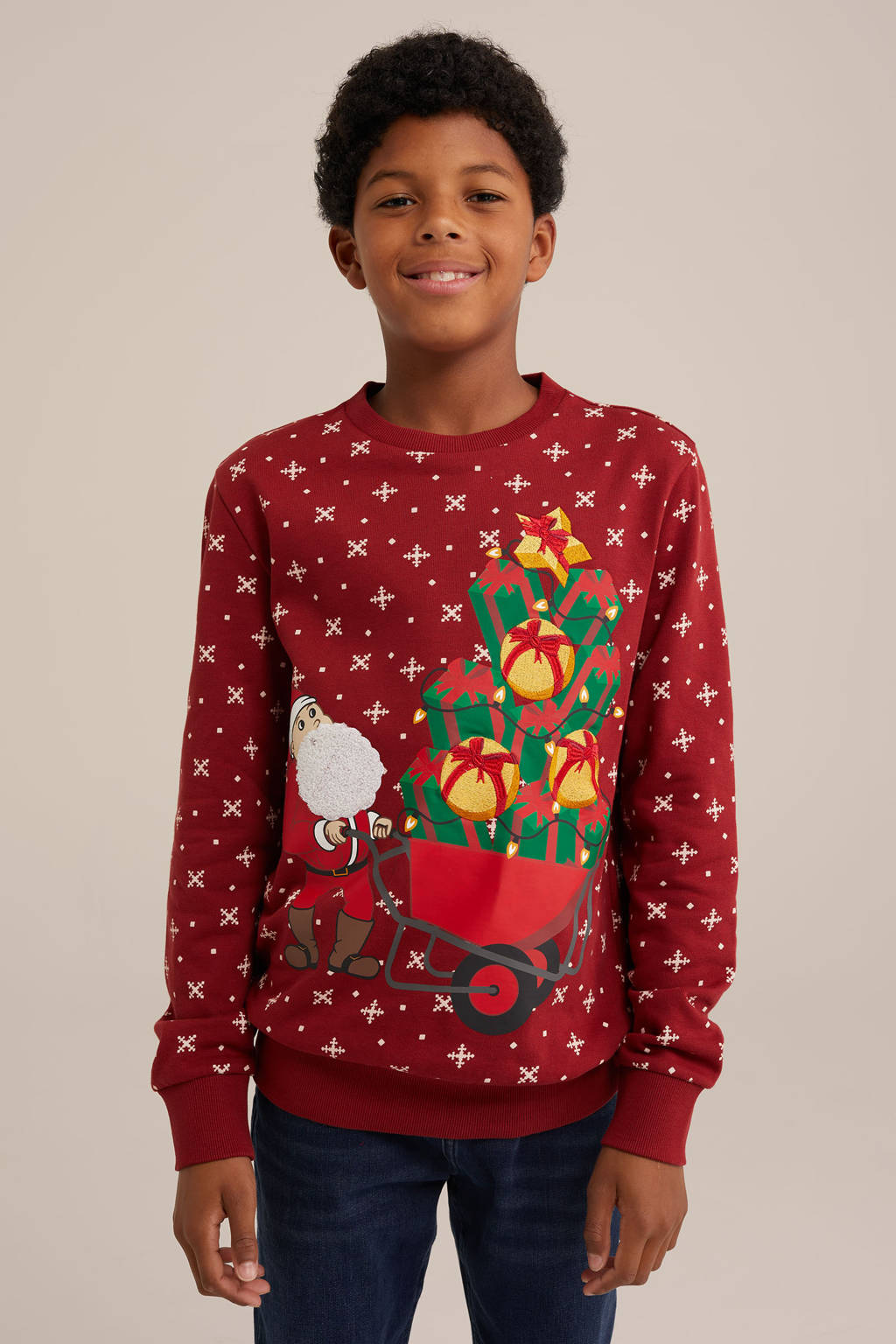 WE Fashion sweater donkerrood