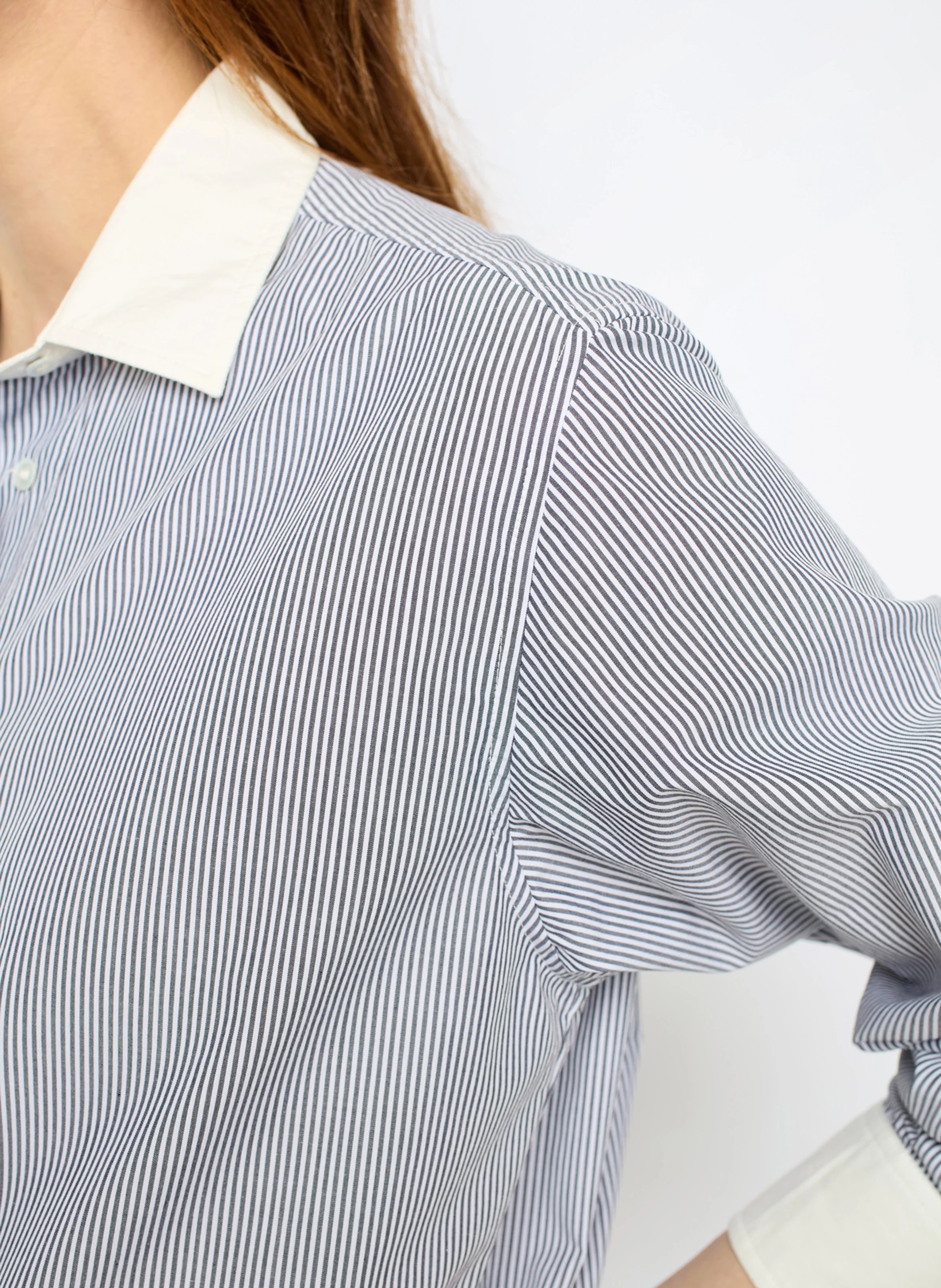 CLYDE - Chemise col classique rayée en coton | Gris