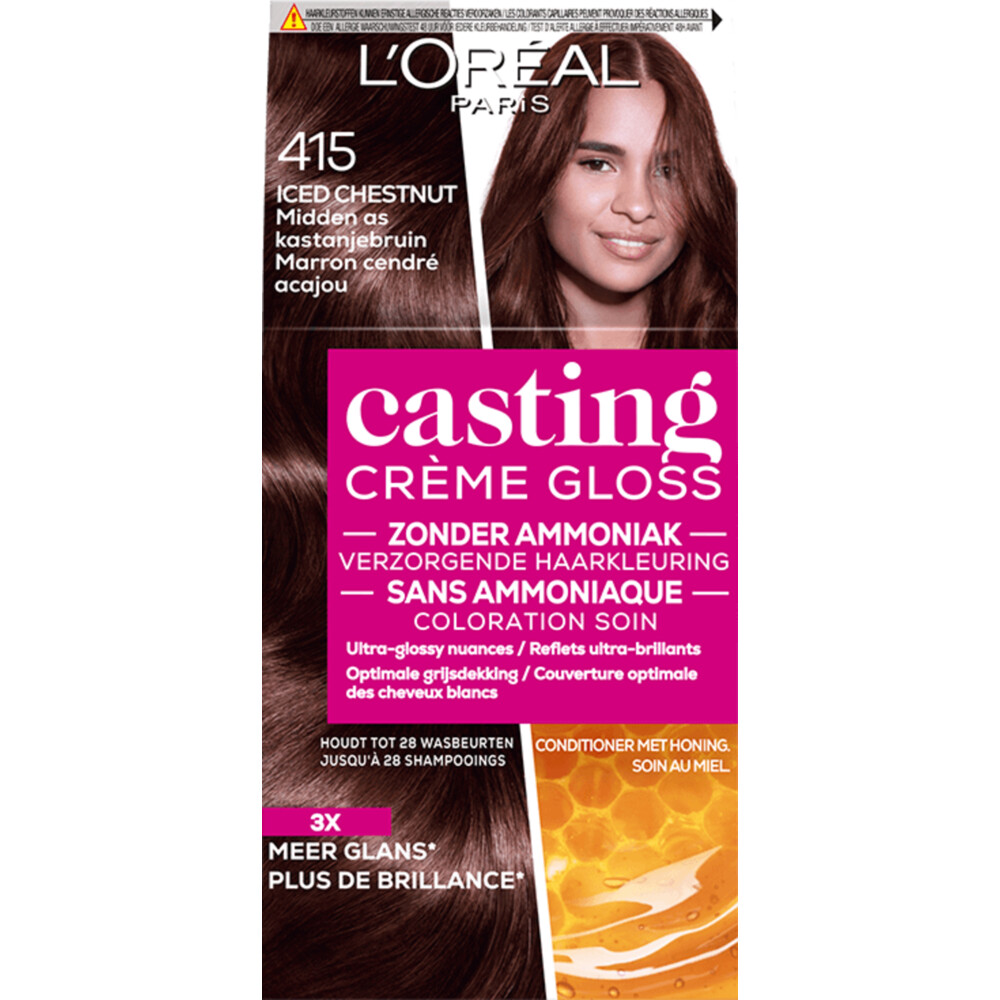 L'Oréal Casting Crème Gloss Semi-Permanente Haarkleuring 415 Iced Chestnut - Midden As Kastanjebruin