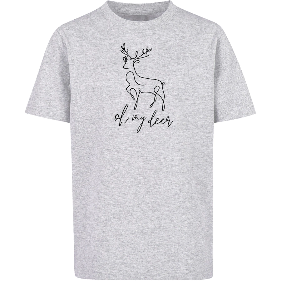 F4NT4STIC T-Shirt Winter Christmas Deer heather grey