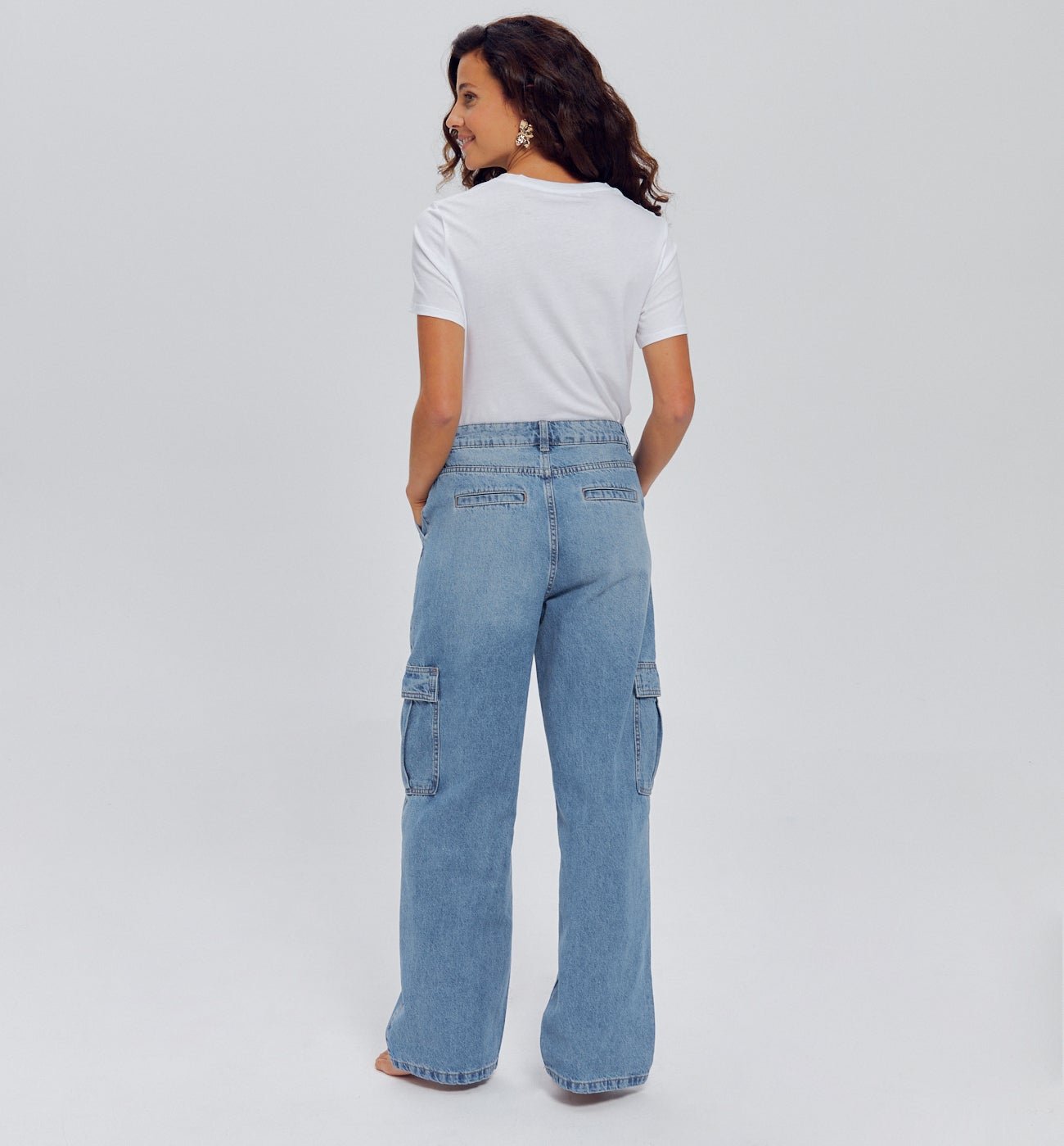 Jean large cargo Femme - Jean moyen