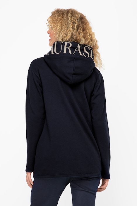 Hoodiejacke, extra lang, Kapuze, Langarm