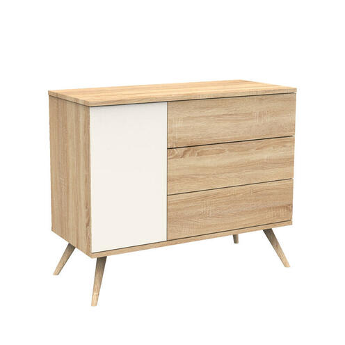 Commode à Langer 3 Tiroirs 1 porte SEVENTIES Crème - SAUTHON