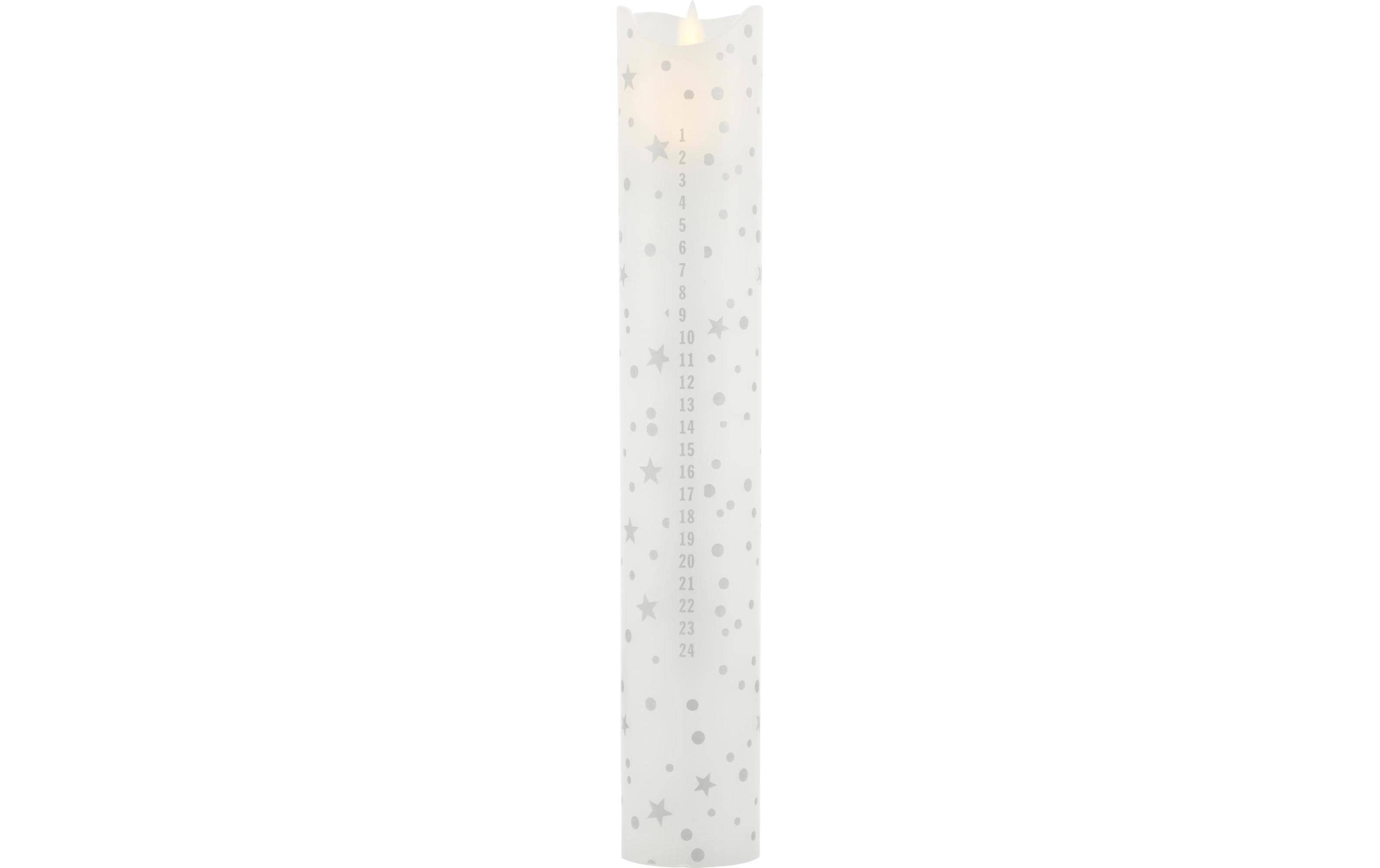 LED-Kerze Sara Adventskalender, Ø 4.8 x 29 cm, WeissKerze aus Kunststoff mit LED Licht