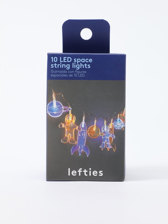 Cordão de luzes LED com 10 figuras espaciais - Verde