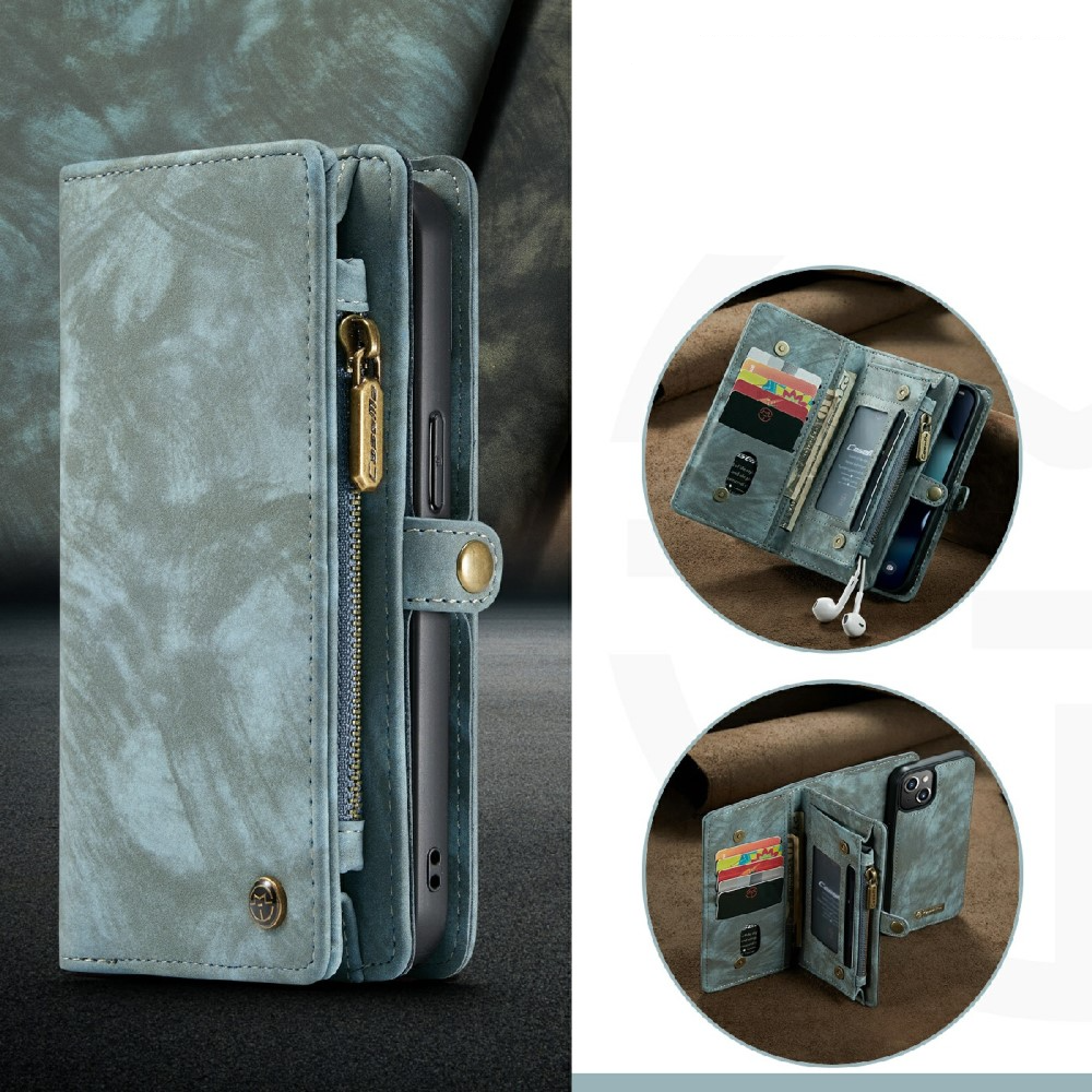 iPhone 13 2in1 Leder Tasche   Magnet Hardcase Karten Etui - Blau