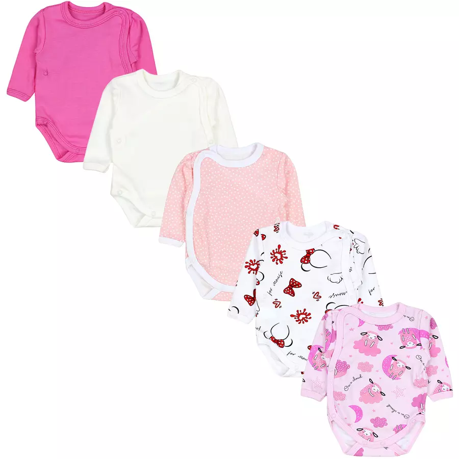 TupTam Baby Langarm Wickelbody 5er Pack rosarot