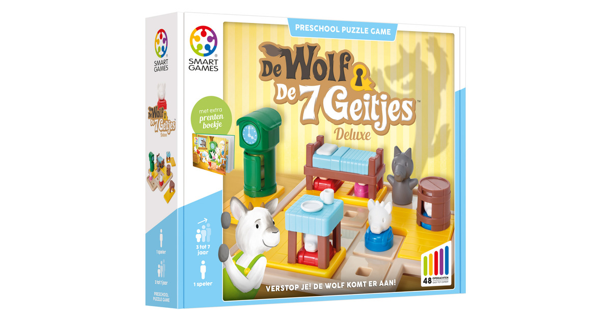 SmartGamesDe Wolf & De 7 Geitjes + Cats & Boxes Bundel Denkspel  (Nederlands, 1 speler, Vanaf 3 en 7 jaar, 48 + 60 opdrachten)