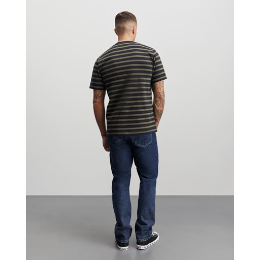 Mads Nørgaard Cotton Jersey Stripe Frode T-shirt, Kalamata/Jet Black, XXL