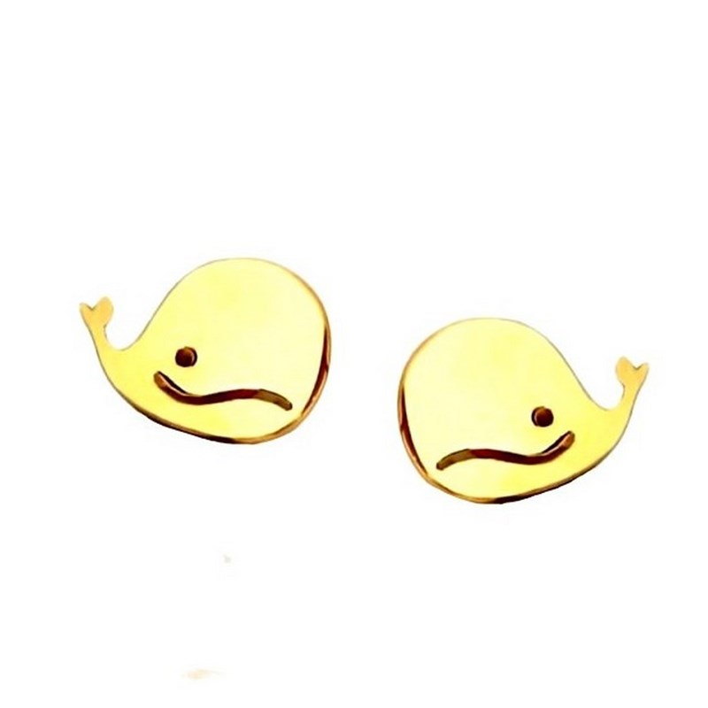 Boucles d'oreilles femme enfant adorable baleine en plaqué or